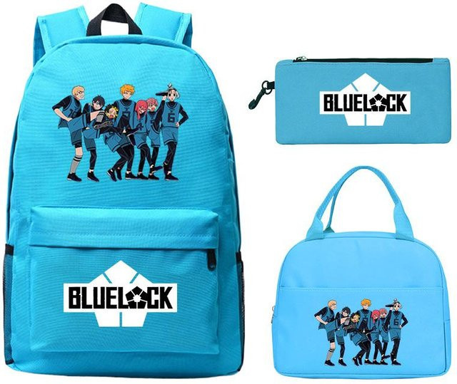 3-teiliges Schulrucksack-Set in Blau aus Oxford-Stoff mit Schultasche und Federmäppchen - Bild 1