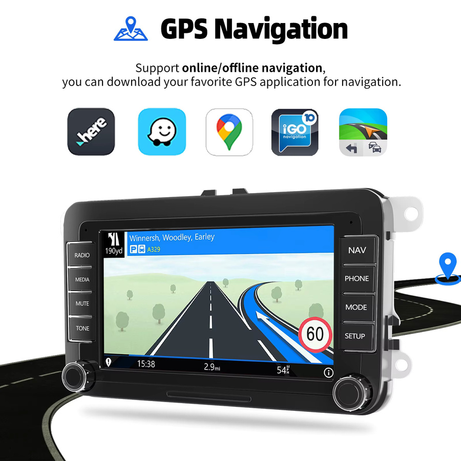 ESSGOO Android Autoradio mit CarPlay und GPS, 9 Zoll, Schwarz, für Volkswagen VW Golf Passat Jetta sowie Skoda und SEAT - Bild 5