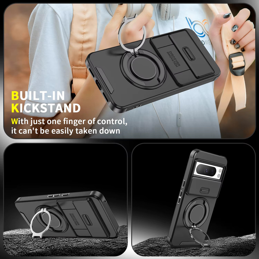 Stoßfeste Hybrid-Doppelschicht Magnet-Schutzhülle mit Metallring für Google Pixel 10 9 Pro XL 9A 8A 8 7 Pro in Schwarz und Blau - Bild 4