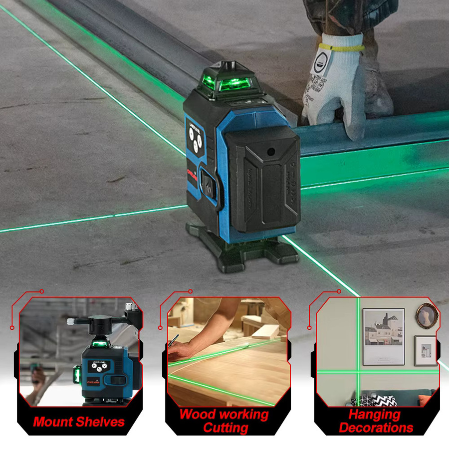 ONEVAN 4D-Laser-Wasserwaage mit 16 Linien und grünem Laserstrahl, selbstnivellierend, horizontal und vertikal - Bild 3