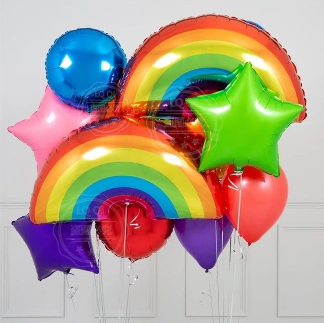 KUKUZHU 9er Set Regenbogen Wolke Folienballons in Multicolor für Kindergeburtstage und Partys - Bild 1