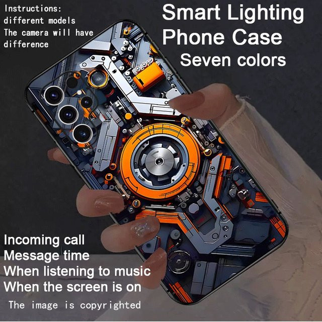 LED Anrufleuchte Handyhülle für Samsung S25 S24 S26 Ultra S23 S22 Plus A56 A36 A16 A06 in Orange mit Blitzfunktion - Bild 1