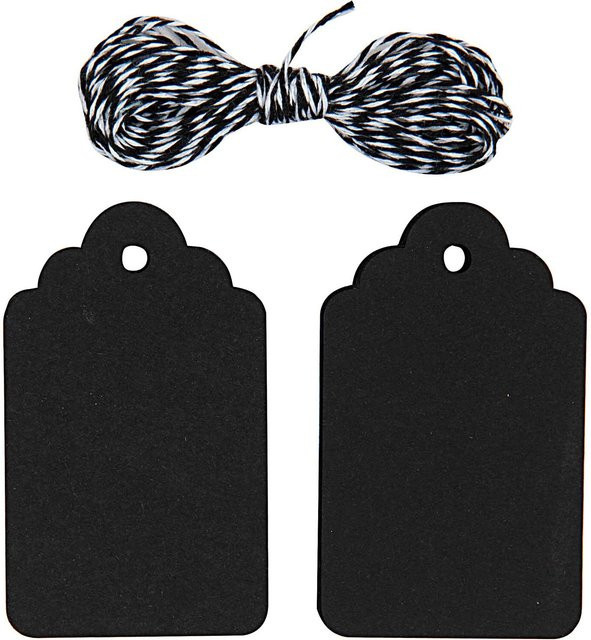 Rico Design Paper Poetry Geschenkanhänger Ornament aus Papier mit Baumwollband, schwarz, 20 Stück - Bild 1
