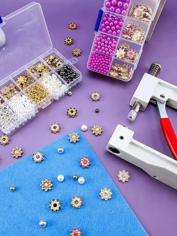 DUCRYSTAL Perlenfassung DIY Zubehör für Perlen-Nietenknöpfe zur Gestaltung von Hüten, Schuhen, Kleidung und Taschen - Bild 5