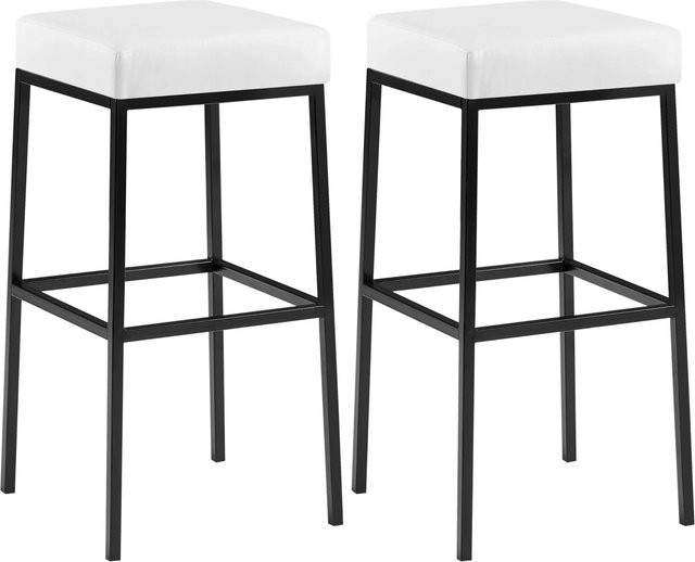 DELUKE 2er Set Barhocker BIDAN aus Kunstleder in Weiß, B/T/H: 37 x 37 x 78 cm - Bild 1