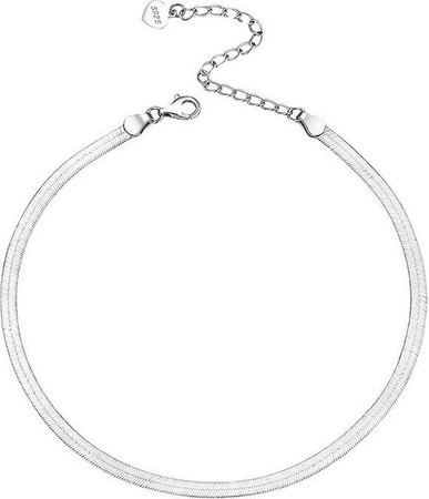 Fußkettchen 925 Silber, Flache Schlangenkette, Weiß, Damen