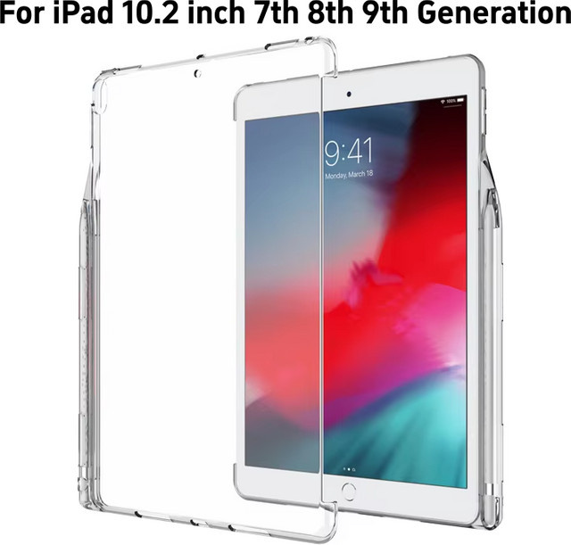 ZNOVAY Silikonhülle für iPad 10,2 Zoll 7. und 8. Generation, transparentes TPU-Cover mit Stifthalter, kompatibel mit iPad 9. Generation (2019-2021) - Bild 1