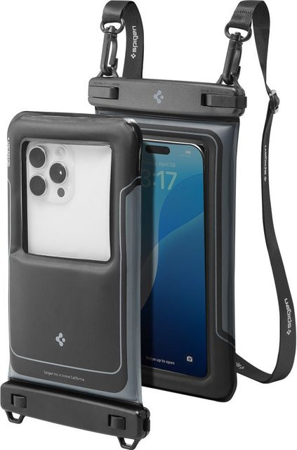 Spigen Wasserdichte Handyhülle für Smartphones bis max. 6,9 Zoll, 2er Set, Mattschwarz, A611P - Bild 1