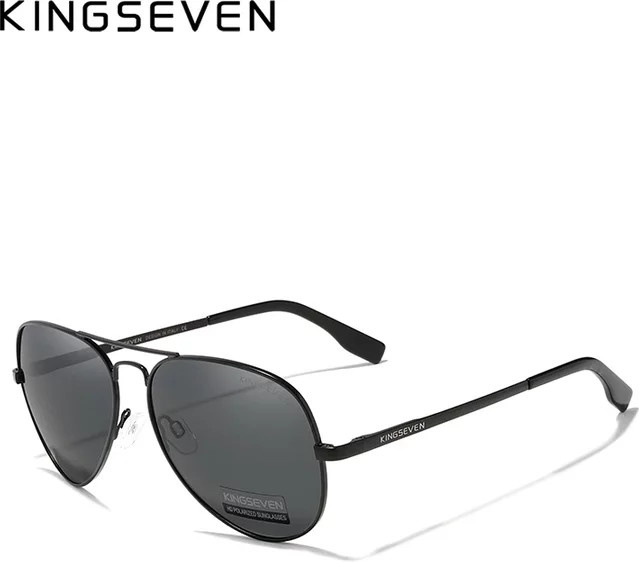 KINGSEVEN Sonnenbrille Aviator, Aluminium, Vollrand, schwarz, Herren - Bild 1