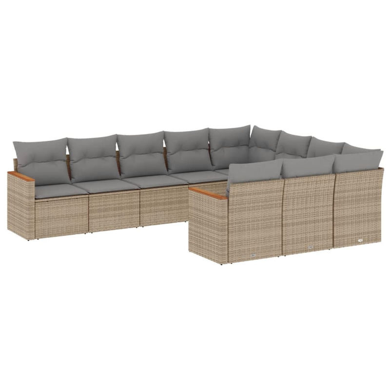 Vidaxl 10-teiliges Gartenmöbel-Set aus Rattan und Metall mit Kissen in Beige und Grau - Bild 4