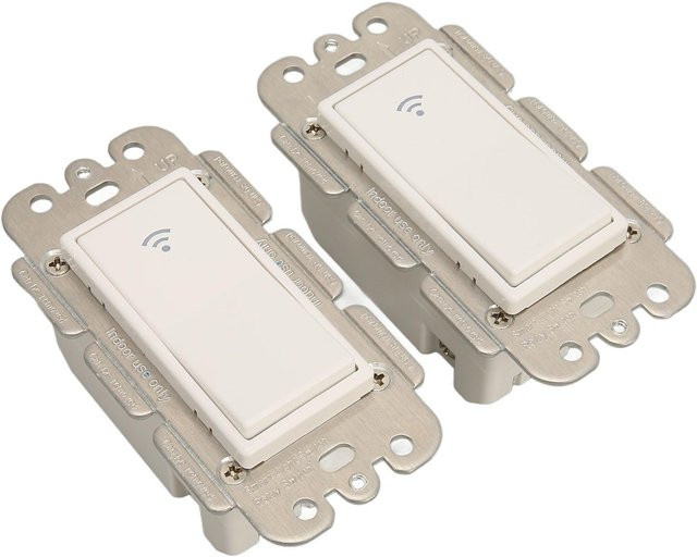 OutsideWorld 2-fach Smart Lichtschalter Set WiFi Unterputz, drahtlose Fernbedienung und Sprachsteuerung, Weiß - Bild 1