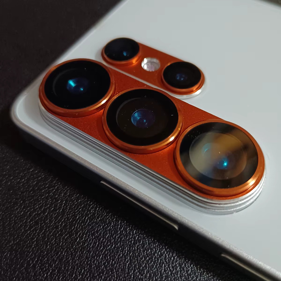 Samsung Galaxy S26 Ultra Kameraschutz mit CD-Muster und Metallrahmen in Silber, HD-Glaslinsenfilm Aufkleber - Bild 3