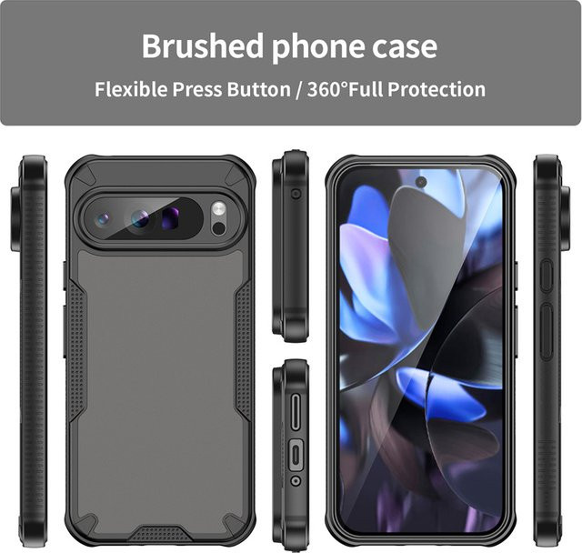 Google Hybrid-Rüstung Schutzhülle für Google Pixel 10, 9, Pro, XL, 8A in Transparent, Schwarz oder Lila, mattiert und stoßfest - Bild 1