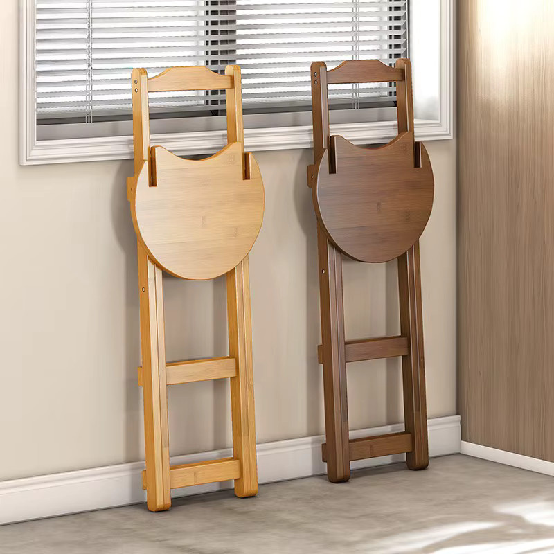 Faltbarer Bambus-Esszimmerstuhl von LIUSHADUOLA in Braun, multifunktionaler Barstuhl und stabiler Hocker im minimalistischen Design - Bild 2