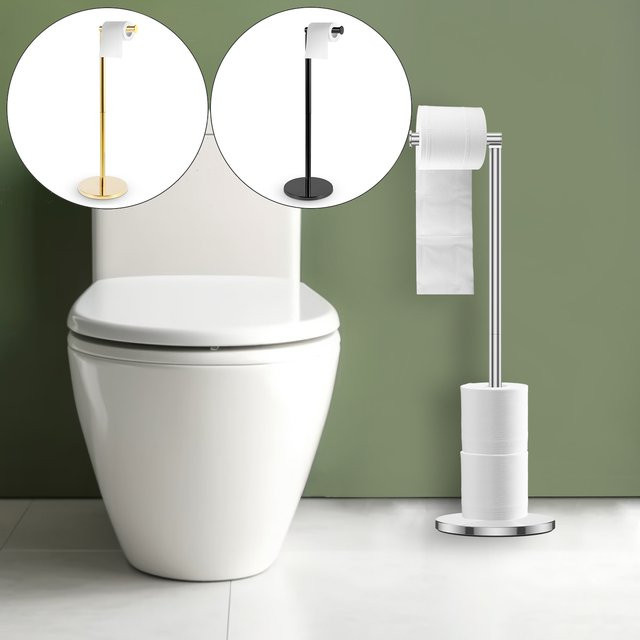 Everso WC-Rollenständer aus Edelstahl in Silber, freistehender Toilettenpapierhalter für das Badezimmer - Bild 1