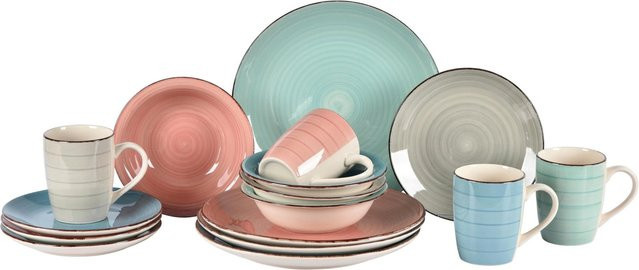 Mömax Kombiservice Verona Multicolor aus Keramik, 16-teilig - Bild 1