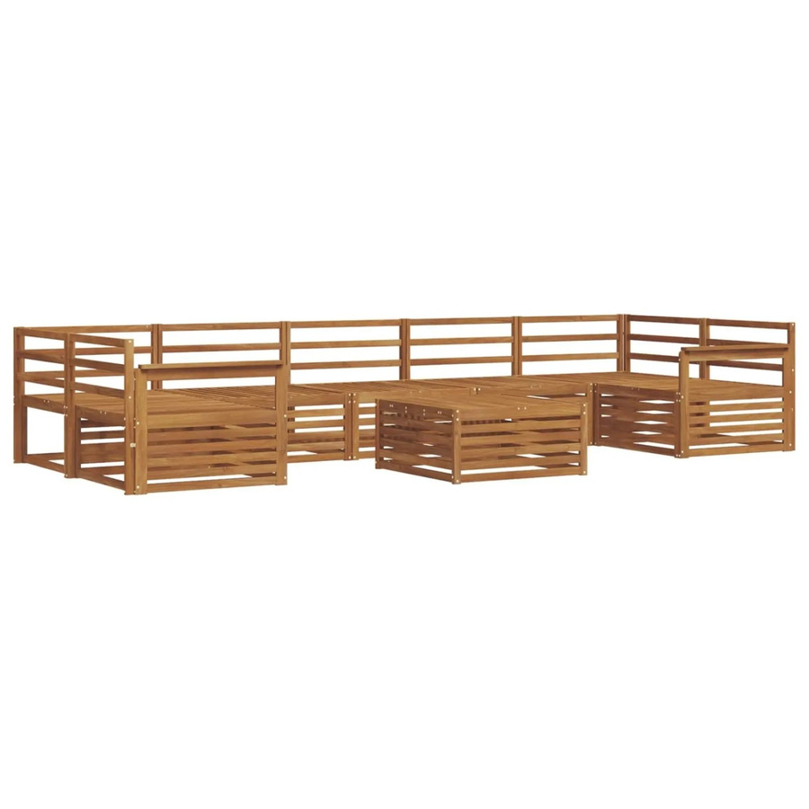 vidaXL Outdoor-Sofagarnitur aus Akazienholz in Natur, 8-teiliges Lounge-Set in U-Form mit Tisch und Polstern - Bild 2