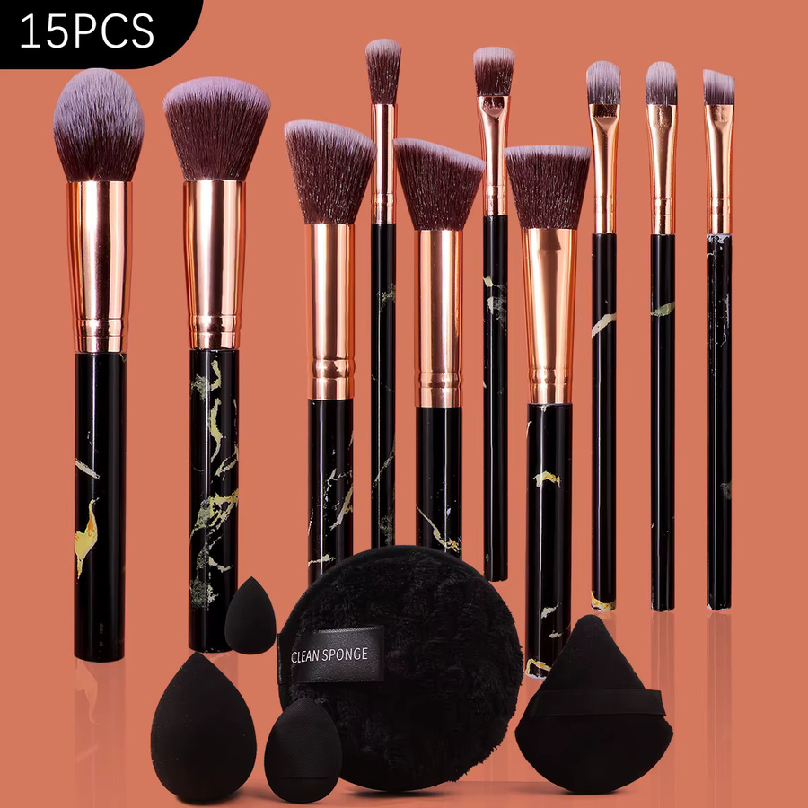 KOSSHOW Make-up-Pinsel-Set, 15-teilig, mit Schwamm-Puderquasten, Unisex - Bild 2
