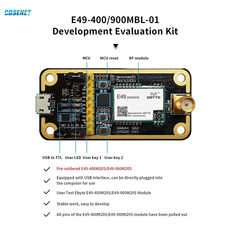 CDSENET Drahtloses USB-Testboard-Kit E49-900MBL-01 mit CMT2300A und E49-900M20S für 868/915MHz - Bild 3