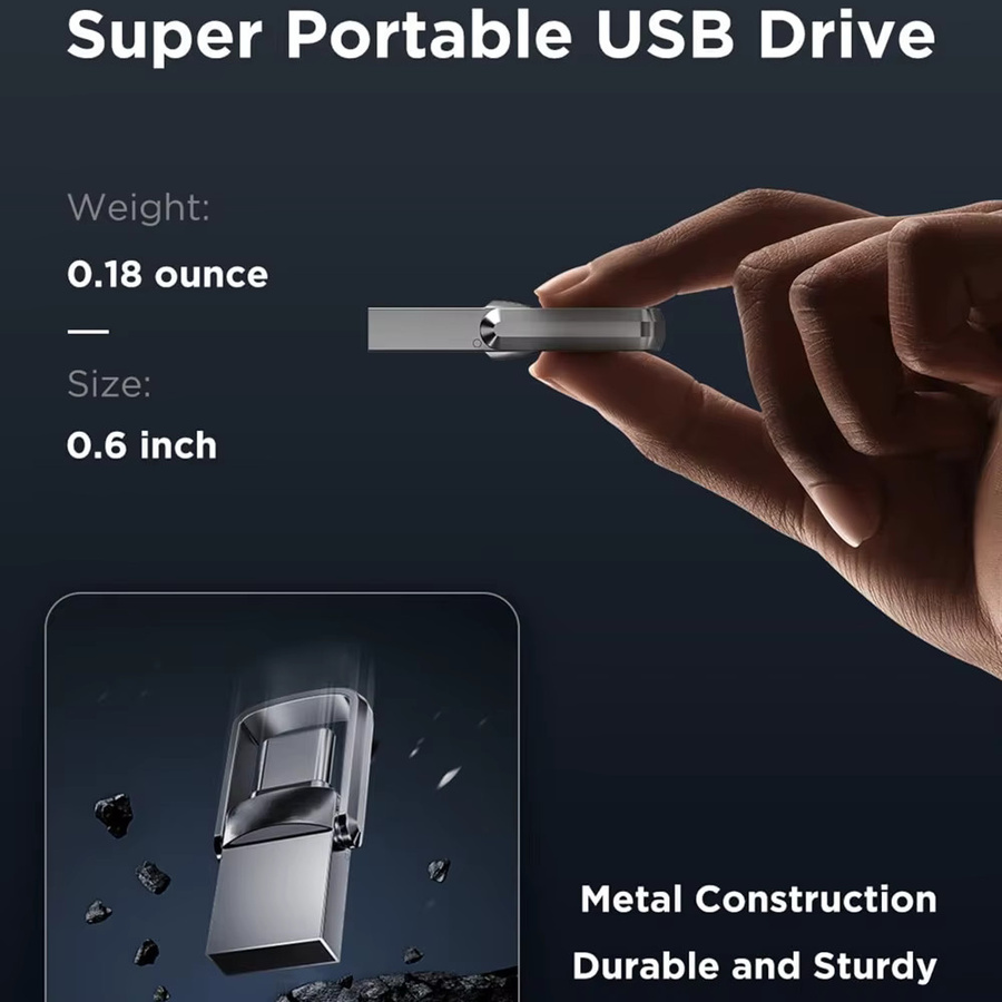 BiNFUL 3-in-1 USB-C OTG USB-Stick für iPhone und Mobilgeräte, Silber - Bild 3