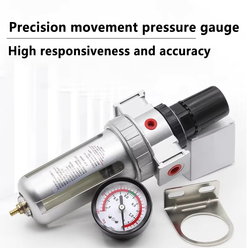 Luftkompressor Luftfilter Regler mit Öl-Wasser-Abscheider und automatischem Ablauf, Farbe: Silber, passend für SFC-200, SFC-300 und SFC-400 - Bild 2