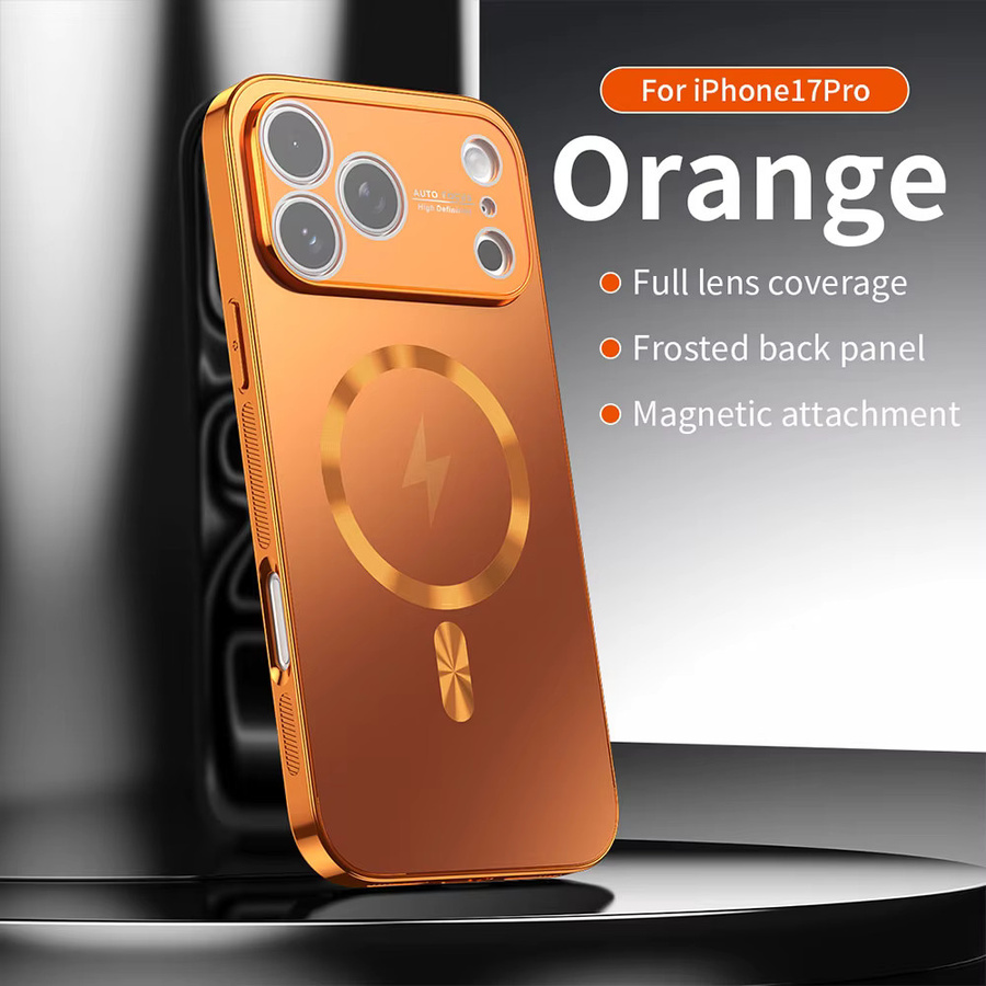 Magnetische iPhone Handyhülle mit MagSafe und Kameraobjektiv-Schutz in Orange - Bild 4