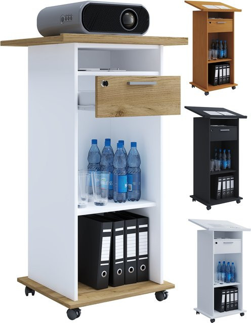 VCM Holz Standschreibtisch mit neigbarer Pultfläche und Rollen, H x B x T: 108 x 60 x 50 cm - Bild 1