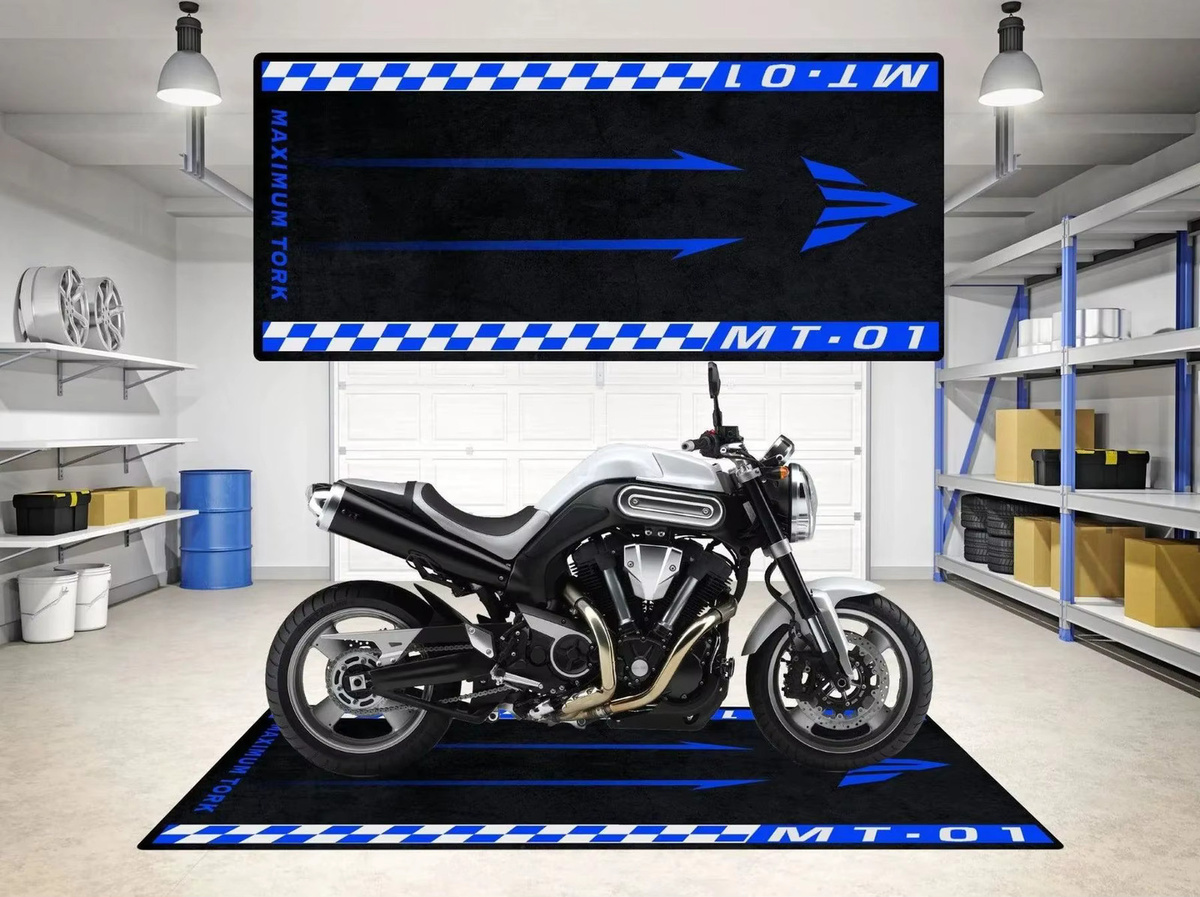 VIKAMA Motorradteppich in Schwarz mit geometrischem Design, B/T: 160 x 50 x 1 cm - Bild 1