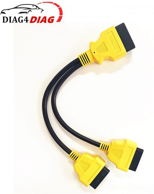 OBD2 Splitter Y-Kabel 1-zu-2 Autodiagnose-Verlängerungskabel mit 16-Pin Anschluss und Dual-Buchse, Länge: 30 cm, Farbe: Gelb - Bild 1