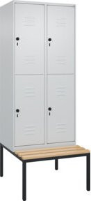 C+P Doppelstock-Spind Classic PLUS Sitzbank mit 2 Abteilen aus Buche-Hartholz, B/T/H: 212,0 x 80,0 x 81,5 cm - Bild 1