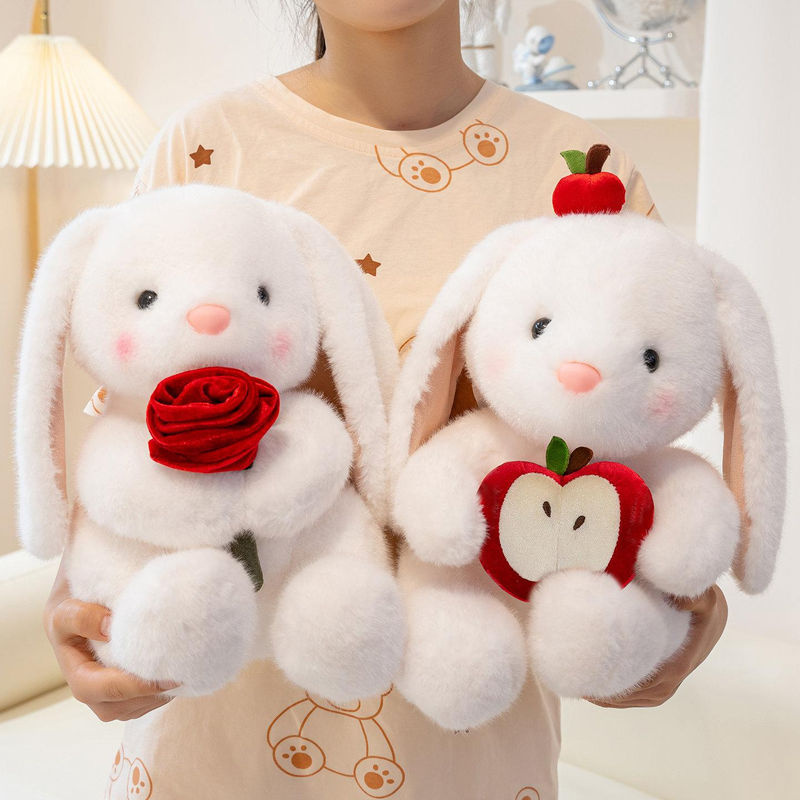 Wucifang Bags Kaninchen-Kuschelkissen, Plüschtier, hellrosa, 25cm - Bild 2