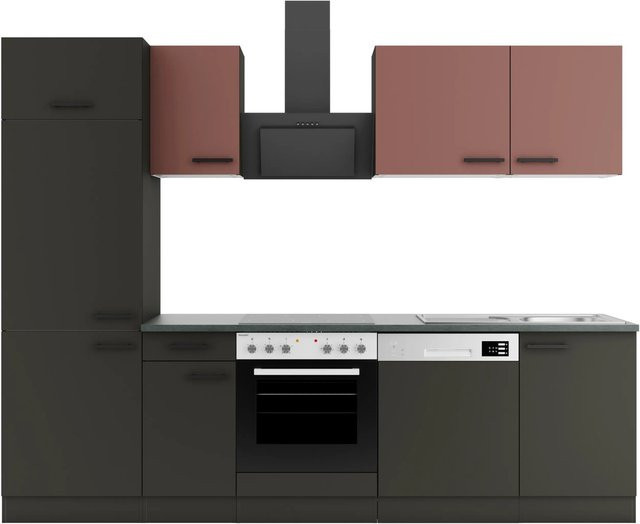 OPTIFIT Küchenzeile Nizza407/Madrid420 in Rostrot und Anthrazit, Breite: 270 cm - Bild 1