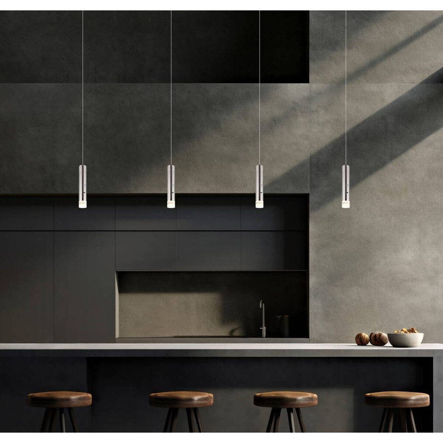 GLOBO Lighting LED-Hängeleuchte PELO in Nickel matt und Transparent, zylindrisches Design aus Metall und Acryl, H x B x T: 120 x 3,8 cm - Bild 2