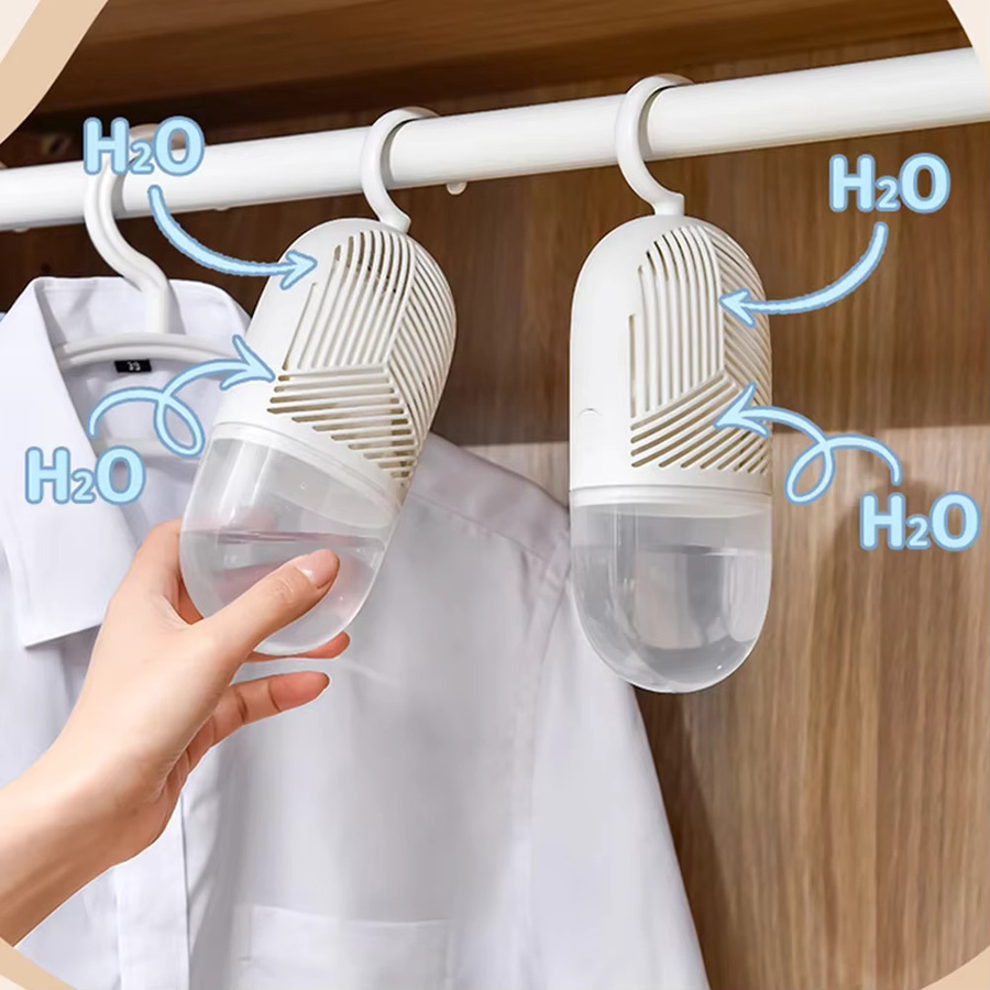 Wiederverwendbare hängende Kleidungsentfeuchtungsbox von jaysuing in Grün mit Wassersammler und Haken zur Schimmelprävention für deinen Kleiderschrank - Bild 2