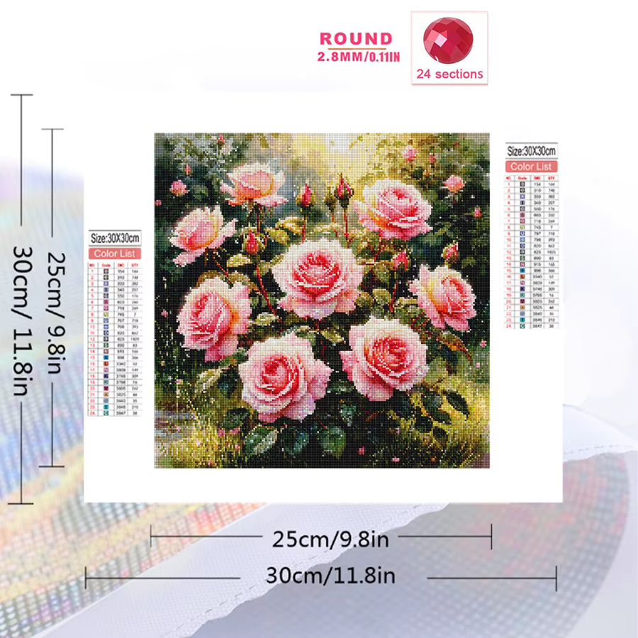 EverShine Diamantmalerei-Set Blumen und Sonnenuntergang mit Rose als Vollquadratisches Mosaik-Bild für deine Heimdekoration, B/H: 20 x 20 cm - Bild 2