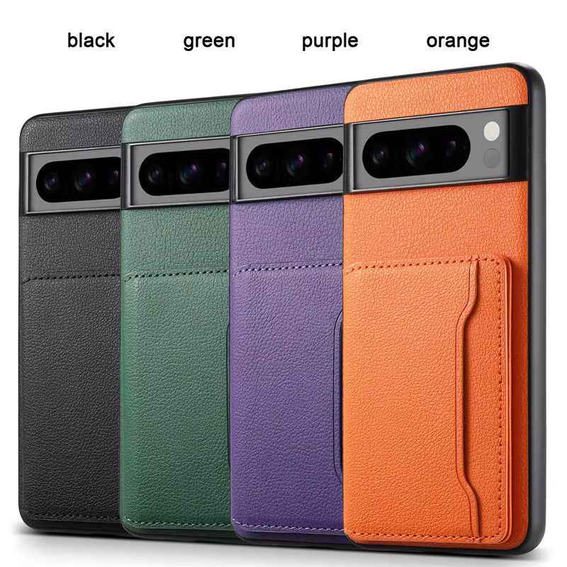 Denior Leder Brieftasche und Handyhülle mit Kartenhalter für Google Pixel 8a, 7a und 6 Pro in Schwarz oder Lila - Bild 4