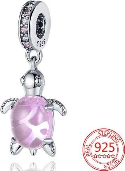 Armband 925 Silber, Rosa Murano Glas Schildkröte, Damen - Bild 1