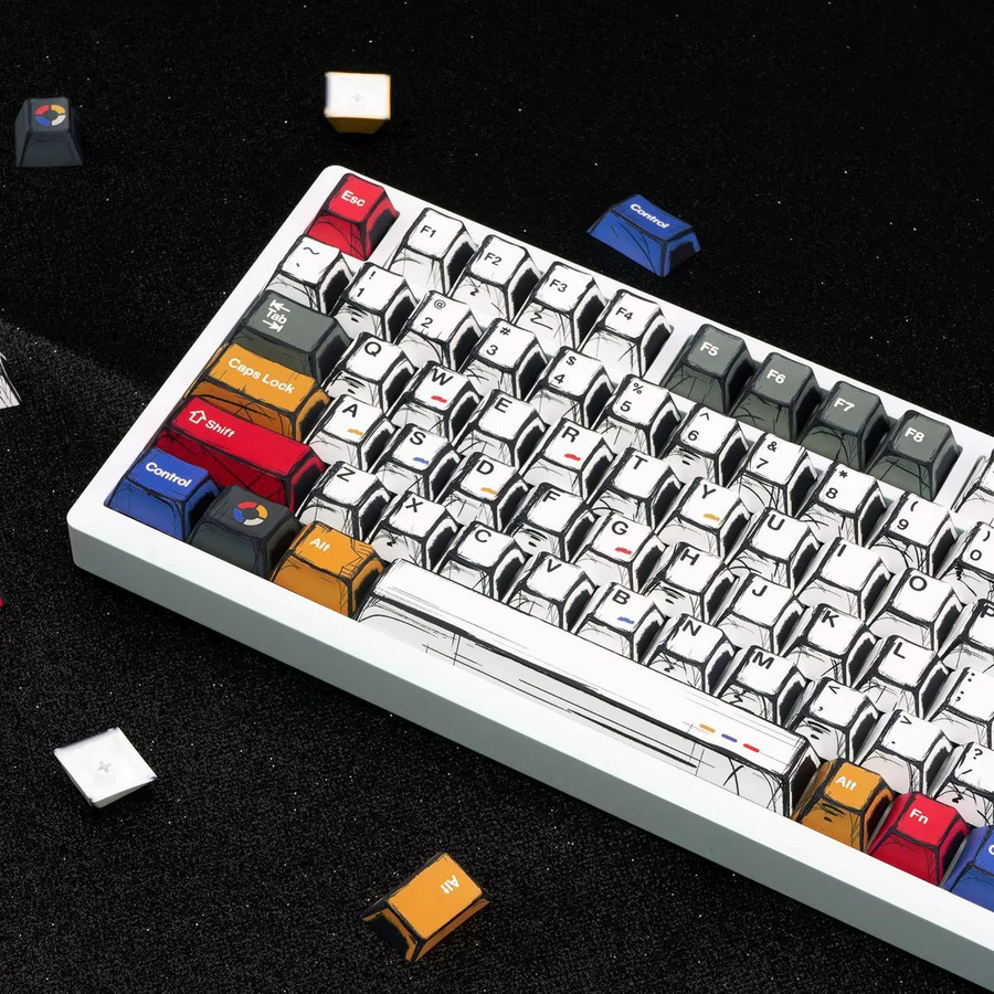 OEM Comic Mixed Lights Englische Tastenkappen aus PBT im Cherry-Profil für MX-Schalter, Mehrfarbig - Bild 3