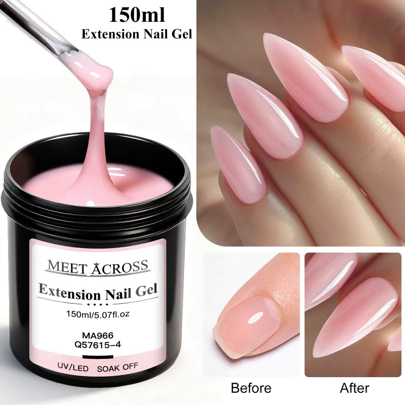 MEET ACROSS Builder Gel Nagelset, Nude Rosa, Glänzend, 2 x 150 ml - Bild 3