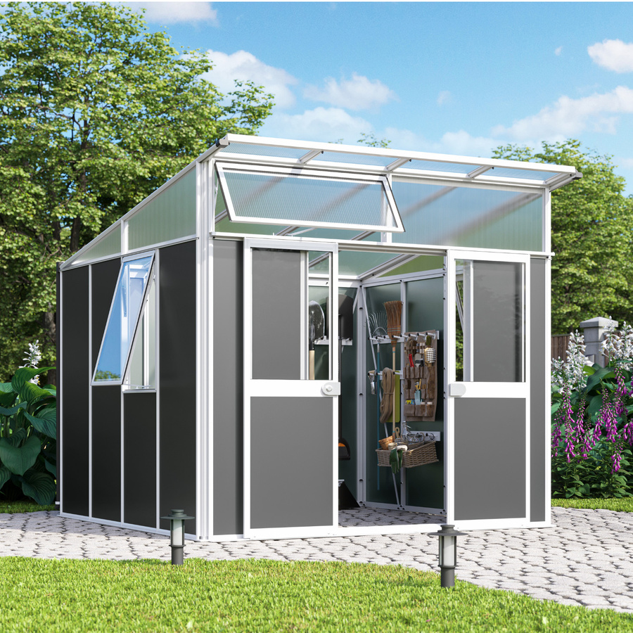 Vitavia Gerätehaus Kosmos aus Aluminium mit Pultdach in Weiß und Anthrazit, 7,8 m² - Bild 2