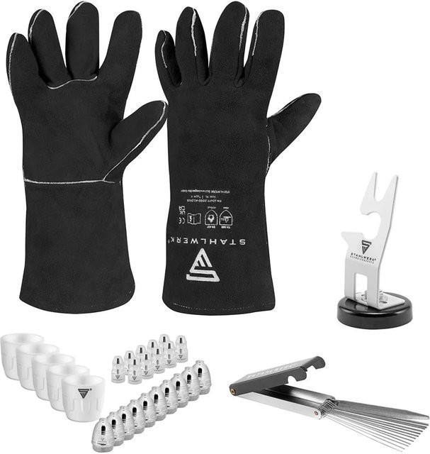 STAHLWERK Plasma Set P80 mit Brennerhalter, Verschleißteilen und schwarzen Leder-Schutzhandschuhen - Bild 1
