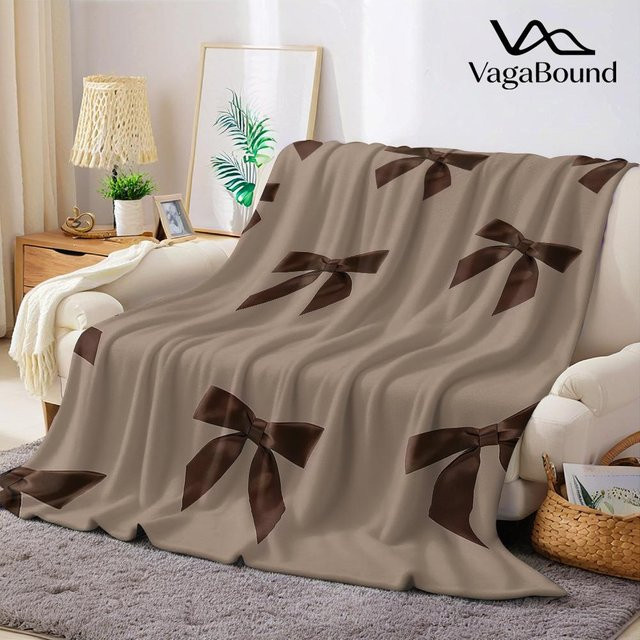 JMG Household Supplies Flanelldecke mit Schleifenmuster in Braun, weich und warm, B/H: 70 x 100 cm - Bild 1