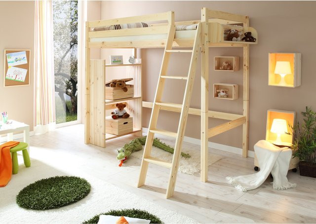 TiCAA Hochbett Matthias aus Kiefernholz in Natur Braun - Bild 1