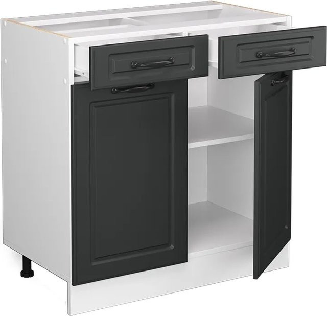 Vicco Küchenunterschrank R-Line Landhausstil in Anthrazit und Weiß mit Eiche-Optik, B/T/H: 80 x 60 x 81,6 cm - Bild 1