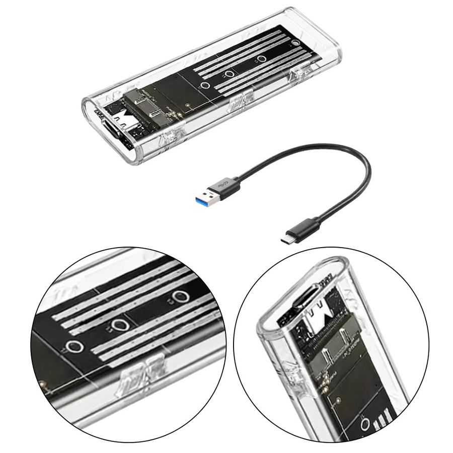 APWIKOGER Externes M.2 NGFF SATA SSD-Gehäuse mit USB 3.1 Typ C Anschluss, 10Gbps SSD-Adapter, transparent, kompatibel mit 2230/2242/2260/2280 - Bild 6