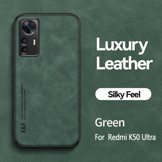 Xiaomi Handyhülle aus Leder mit magnetischem Halter für Xiaomi 12, 12X, 12T Pro, 12 Lite, 12S Ultra in Grün - Bild 1