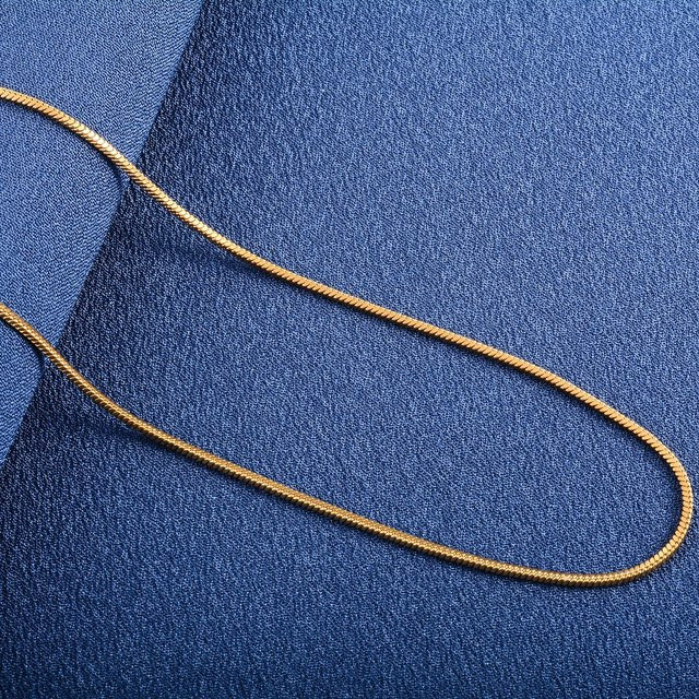 Halskette Edelstahl, vergoldet, quadratische Schlangenkette, 60 cm, Unisex - Bild 1