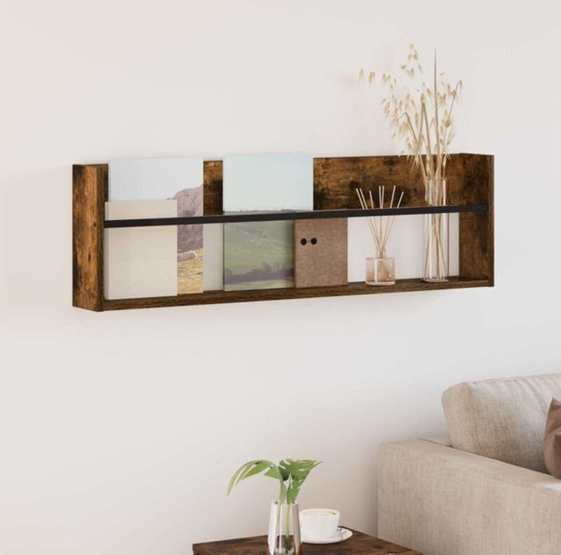 vidaXL Wandregal Magazinregal aus Holzwerkstoff in Geräuchert Eiche Braun B: 100 cm, H: 30 cm, T: 12 cm - Bild 1