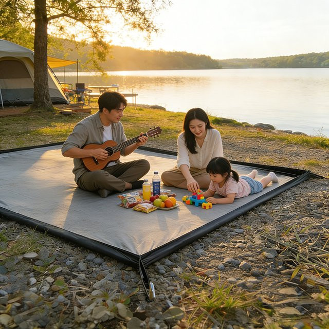Wasserdichte 3D Outdoor-Campingunterlage aus Oxford-Gewebe als Picknickdecke und Zeltbodenplane für Strand und Garten - Bild 1