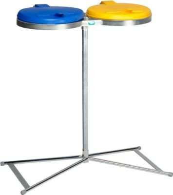 Doppel-Abfallsammler Probbax VAR INDUSTRY Standard mit KS-Deckel, 2 x 120 l, Stahl, blau/gelb - Bild 1